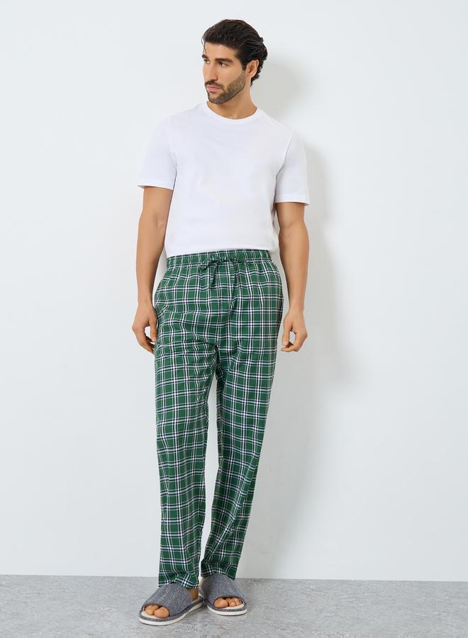 Styli Men Green Checkered Relaxed Fit Pyjama - Image 2